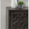 Linon Grace Storage Accent Cabinet Carved Medallion in Dark Gray Finished Wood