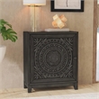 Linon Grace Storage Accent Cabinet Carved Medallion in Dark Gray Finished Wood