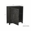 Linon Grace Storage Accent Cabinet Carved Medallion in Dark Gray Finished Wood