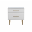 Linon Dylan Wood Nightstand with Two Drawers and Gold Accents in White