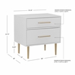 Linon Dylan Wood Nightstand with Two Drawers and Gold Accents in White