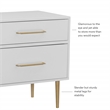 Linon Dylan Wood Nightstand with Two Drawers and Gold Accents in White