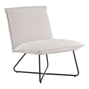 Linon Mavis Accent Chair Upholstered in Natural Sherpa with Black Metal Legs