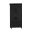 Linon Callie Eight Drawer Rolling Storage Cart in Black Wood