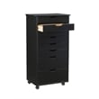Linon Callie Eight Drawer Rolling Storage Cart in Black Wood