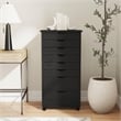 Linon Callie Eight Drawer Rolling Storage Cart in Black Wood