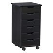 Linon Callie Black Six Drawer Rolling Storage Cart in Black Wood
