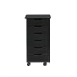 Linon Callie Black Six Drawer Rolling Storage Cart in Black Wood