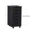 Linon Callie Black Six Drawer Rolling Storage Cart in Black Wood