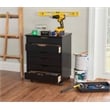 Linon Callie Black Six Drawer Rolling Storage Cart in Black Wood