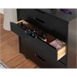 Linon Callie Black Six Drawer Rolling Storage Cart in Black Wood
