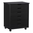 Linon Callie Black Six Drawer Rolling Storage Cart in Black Wood
