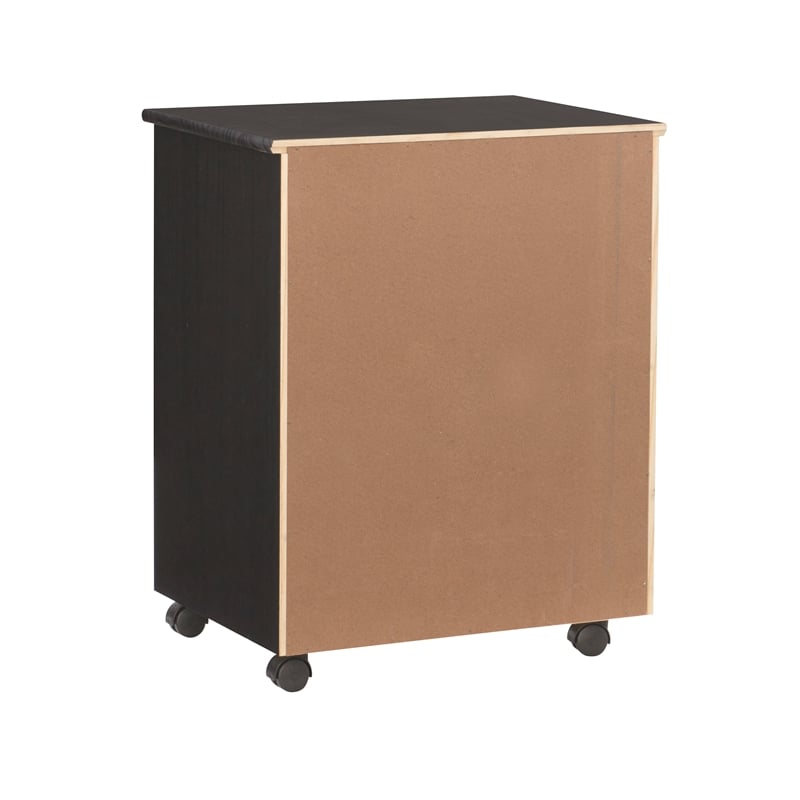 Linon Callie Black Six Drawer Rolling Storage Cart in Black Wood