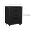 Linon Callie Black Six Drawer Rolling Storage Cart in Black Wood
