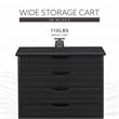Linon Callie Black Six Drawer Rolling Storage Cart in Black Wood