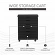 Linon Callie Black Six Drawer Rolling Storage Cart in Black Wood