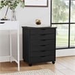 Linon Callie Black Six Drawer Rolling Storage Cart in Black Wood