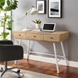 Linon Carter Wood and Metal Three Drawer Desk in White