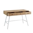 Linon Carter Wood and Metal Three Drawer Desk in White