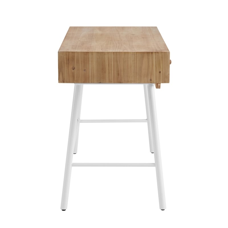 Linon Carter Wood and Metal Three Drawer Desk in White