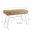 Linon Carter Wood and Metal Three Drawer Desk in White
