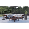Linon Morningside Outdoor Acacia Wood Ottoman with Gray Cushions in Walnut