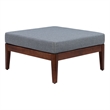Linon Morningside Outdoor Acacia Wood Ottoman with Gray Cushions in Walnut