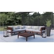 Linon Morningside Outdoor Acacia Wood Middle Chair with Gray Cushions in Walnut