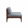 Linon Morningside Outdoor Acacia Wood Middle Chair with Gray Cushions in Walnut