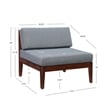 Linon Morningside Outdoor Acacia Wood Middle Chair with Gray Cushions in Walnut