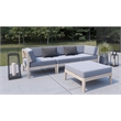 Linon Morningside Outdoor Acacia Wood Middle Chair with Gray Cushions in Natural