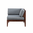 Linon Morningside Outdoor Acacia Wood Corner Chair with Gray Cushions in Walnut