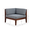 Linon Morningside Outdoor Acacia Wood Corner Chair with Gray Cushions in Walnut