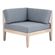 Linon Morningside Outdoor Acacia Wood Corner Chair with Gray Cushions in Natural