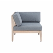 Linon Morningside Outdoor Acacia Wood Corner Chair with Gray Cushions in Natural