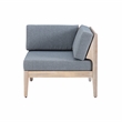 Linon Morningside Outdoor Acacia Wood Corner Chair with Gray Cushions in Natural