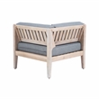 Linon Morningside Outdoor Acacia Wood Corner Chair with Gray Cushions in Natural