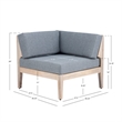 Linon Morningside Outdoor Acacia Wood Corner Chair with Gray Cushions in Natural