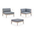 Linon Morningside Outdoor Acacia Wood 4 Piece Set with Gray Cushions in Natural