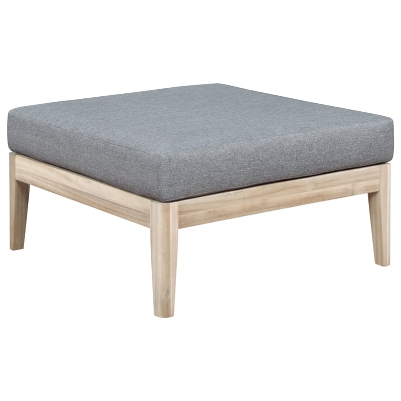 Linon Morningside Outdoor Acacia Wood 4 Piece Set with Gray Cushions in Natural