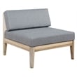 Linon Morningside Outdoor Acacia Wood 4 Piece Set with Gray Cushions in Natural