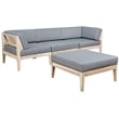 Linon Morningside Outdoor Acacia Wood 4 Piece Set with Gray Cushions in Natural
