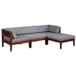 Linon Morningside Outdoor Acacia Wood 4 Piece Set with Gray Cushions in Walnut