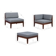 Linon Morningside Outdoor Acacia Wood 4 Piece Set with Gray Cushions in Walnut
