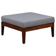 Linon Morningside Outdoor Acacia Wood 4 Piece Set with Gray Cushions in Walnut