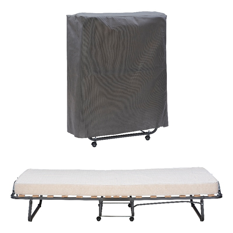 Linon Luxor Metal Frame Folding Bed with Cover in Gray