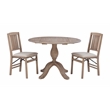 Linon Ervin Round Drop Leaf Pedestal Dining Table in Rustic Grey Washed Wood