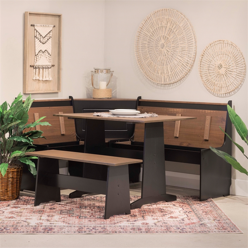 linon ardmore wood breakfast nook dining set