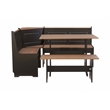 Linon Ardmore Pine Wood Corner Nook Dining Set with Storage in Black and Pecan