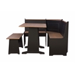 Linon Ardmore Pine Wood Corner Nook Dining Set with Storage in Black and Pecan